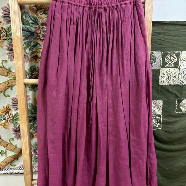히피 모리 에스닉 딥 핑크 롱 스커트