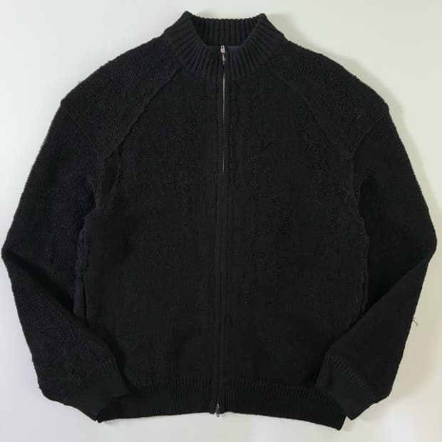 Juun.j  준지 블랙 인레이 풀집업 니트 가디건  