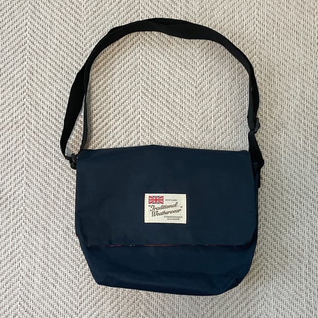 빈티지 스코틀랜드 타탄체크 나일론 크로스백