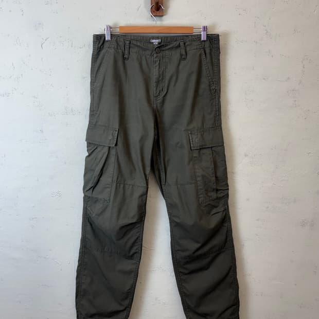 칼하트 wip 레귤러 립스탑 카고팬츠 올리브 그린