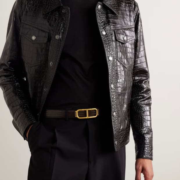 톰포드 무광 크록이펙트 엠버서더 트러커 가죽자켓