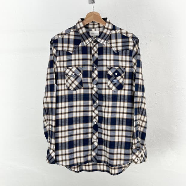 디젤 블루 트윈 포켓 체크 씬 코튼 셔츠