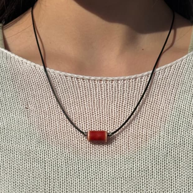Ceramic Necklace - Pure Red