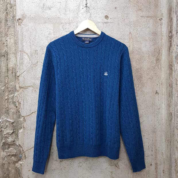 브룩스브라더스 라운드넥 꽈배기 울 니트 M사이즈 