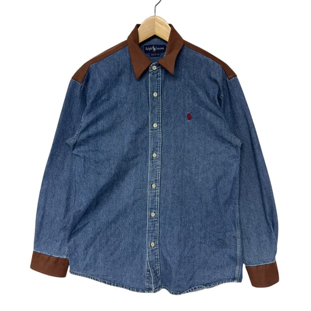 폴로 포니 데님 패치 셔츠