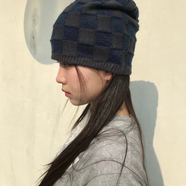네이비 체스 비니