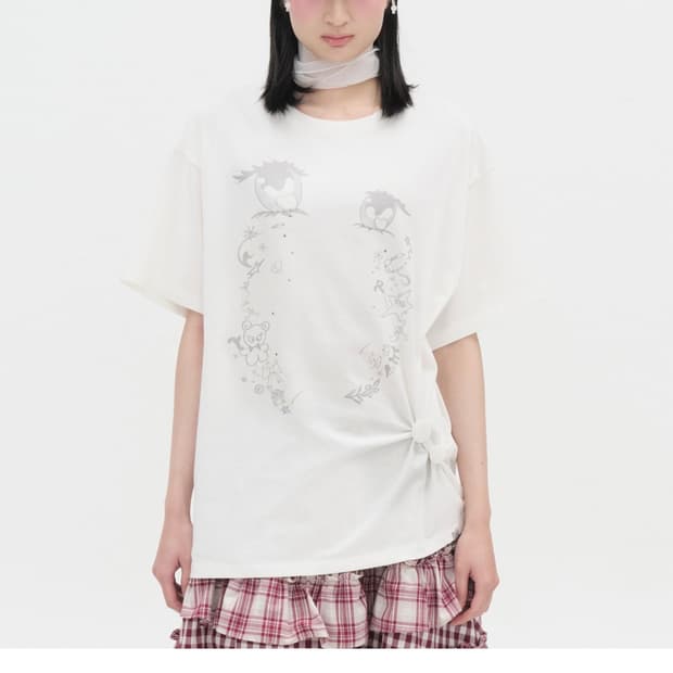 타입서비스 Cry Eyes Half Sleeve Top