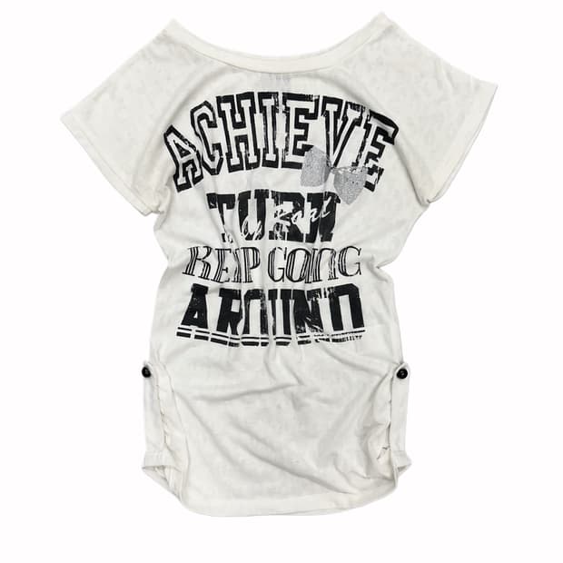 see-thorugh pattern shirring t-shirt