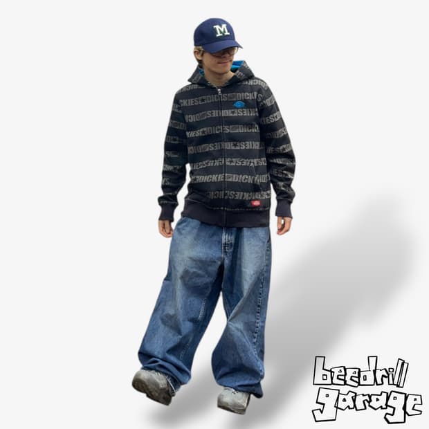 디키즈 타이포 스트라이프 후드집업