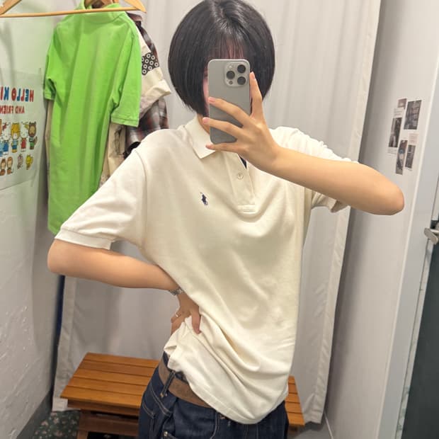 폴로 랄프로렌 화이트 반팔 카라티셔츠