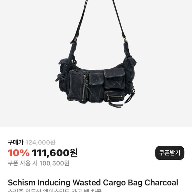 스키즘 인듀싱 웨이스티드 카고 백 차콜 Schism Inducing Wa