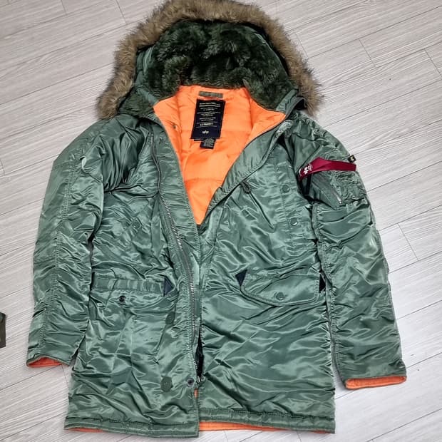 알파인더스트리 N3B 패딩 그린 오렌지(m)