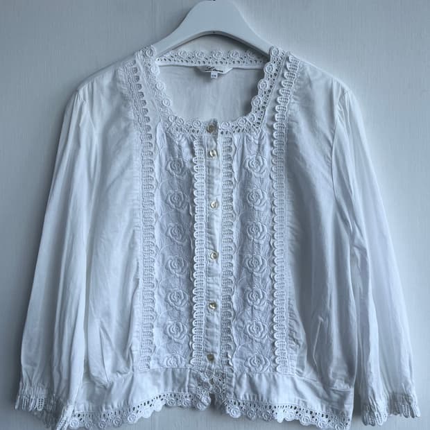 로맨틱 로즈 자수 블라우스