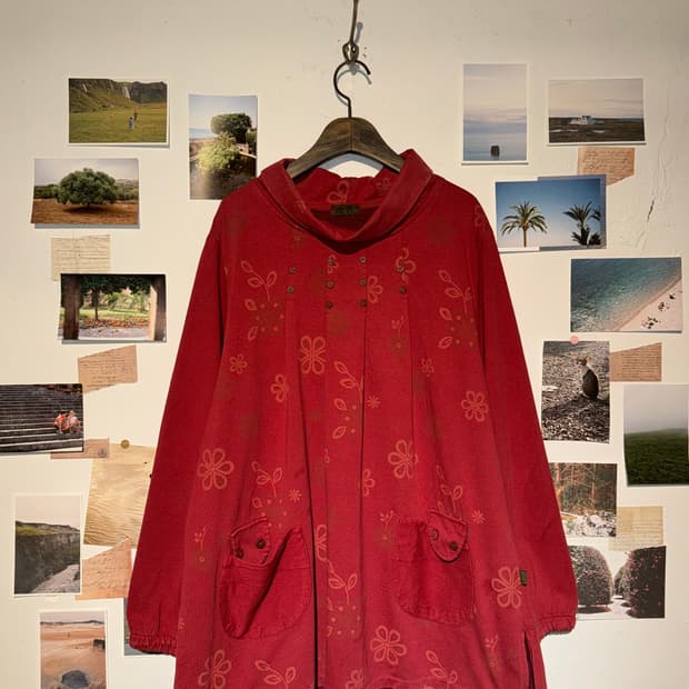 플라워 폴라 포켓 원피스