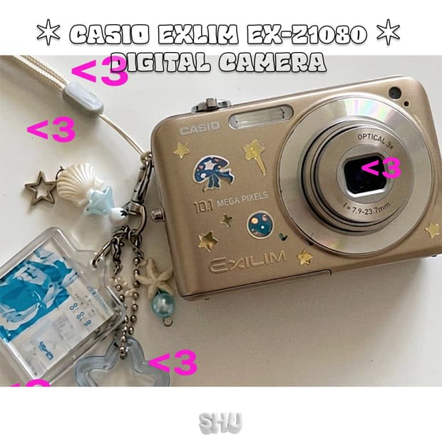 카시오 엑슬림 EX-Z1080 빈티지 카메라 디카 골드