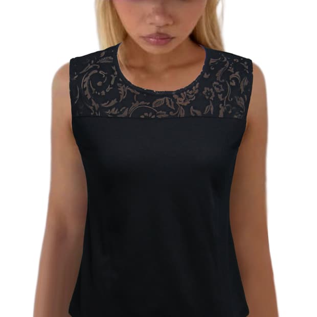 Sheer Floral Panel sleeveless