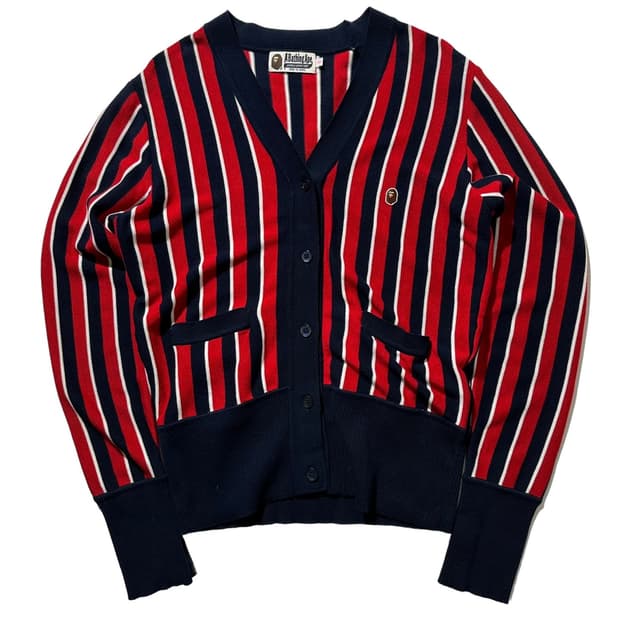 (매장판) Bape 베이프 스트라이프 코튼 니트 가디건