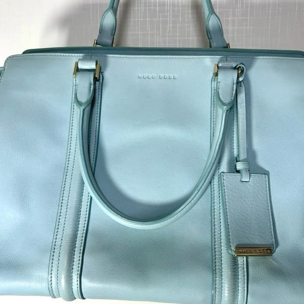 HUGO BOSS skyblue 휴고보스 하늘색 레더 토트백 가죽 가방