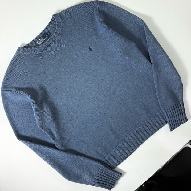 Polo  폴로 랄프로렌 자수 코튼 소라 크루넥 니트  