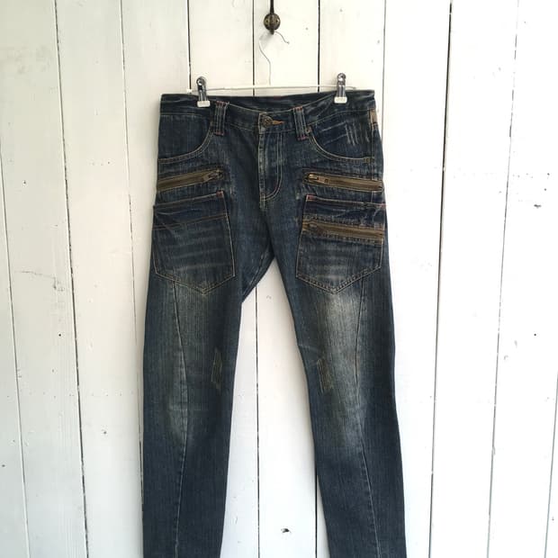 jpn vintage y2k 데님 절개 포켓 팬츠