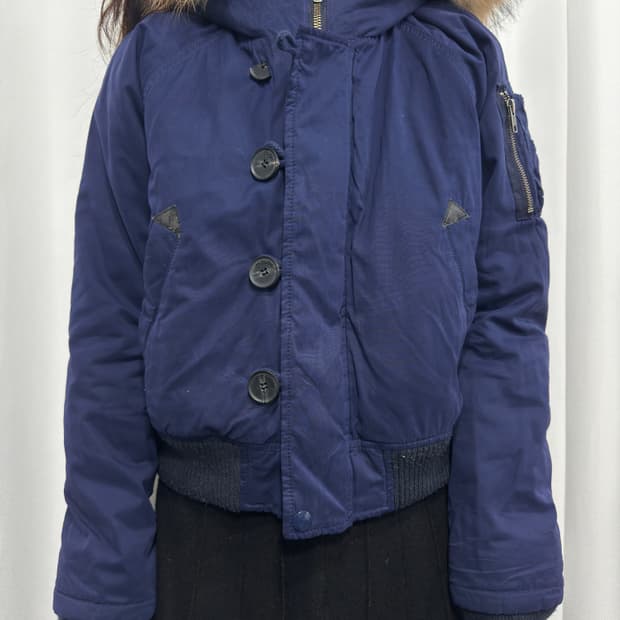 moussy real fur hood bomber jacket