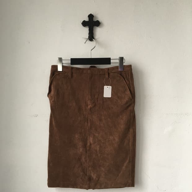 Suede midi skirt