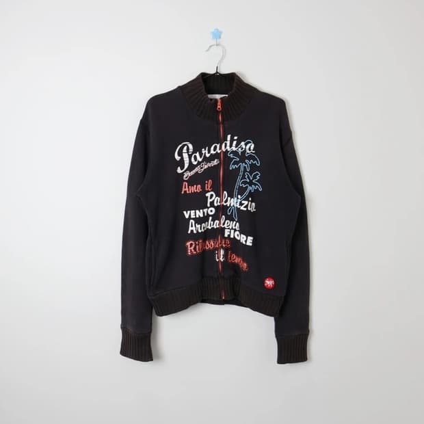 BUONA GORIATA Graphic Knit Zip Jacket