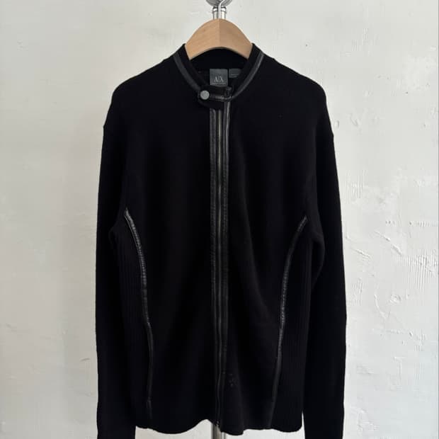 Armani Exchange 아르마니 익스체인지 레더 디테일 니트 집업