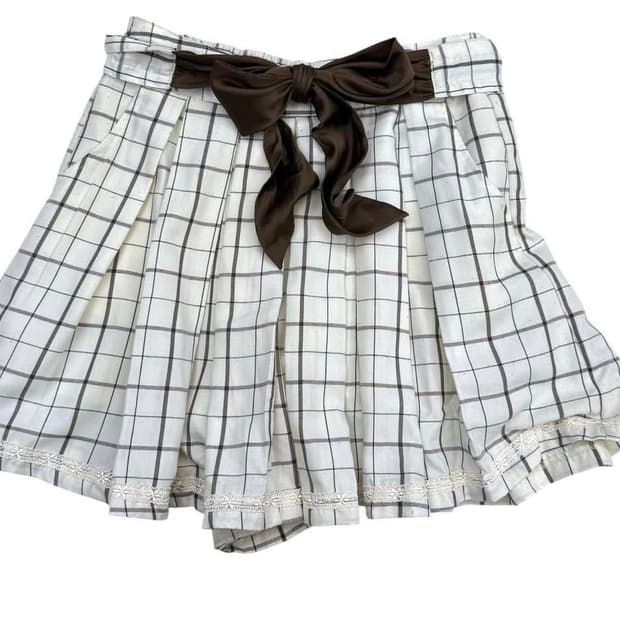 빈티지 엑시즈팜 리본 체크 스커트 팝니당