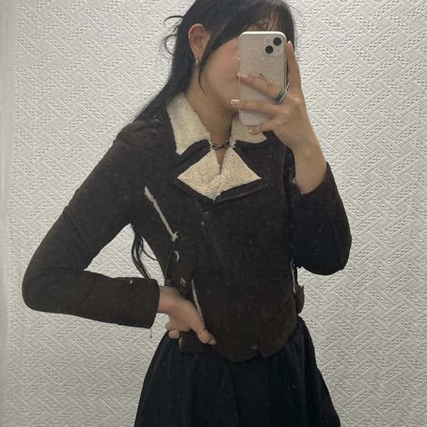 GGPX 빈티지 스웨이드 양털 쉐르파 크롭 자켓 S C06489