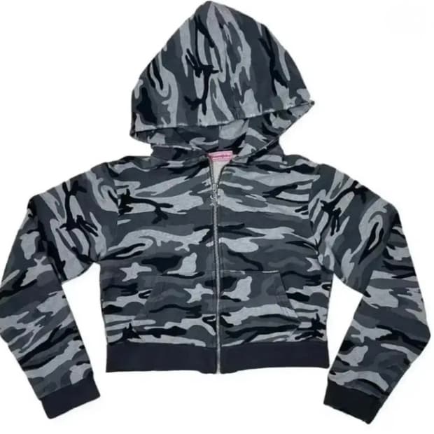 플노팔 플리즈노팔로우 카모 후드 집업 그레이