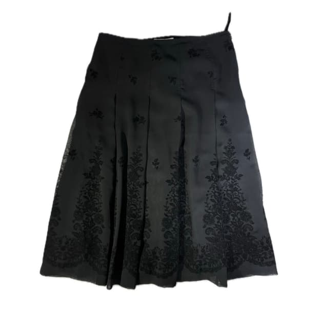 빈티지 플라워 자수 미디 스커트