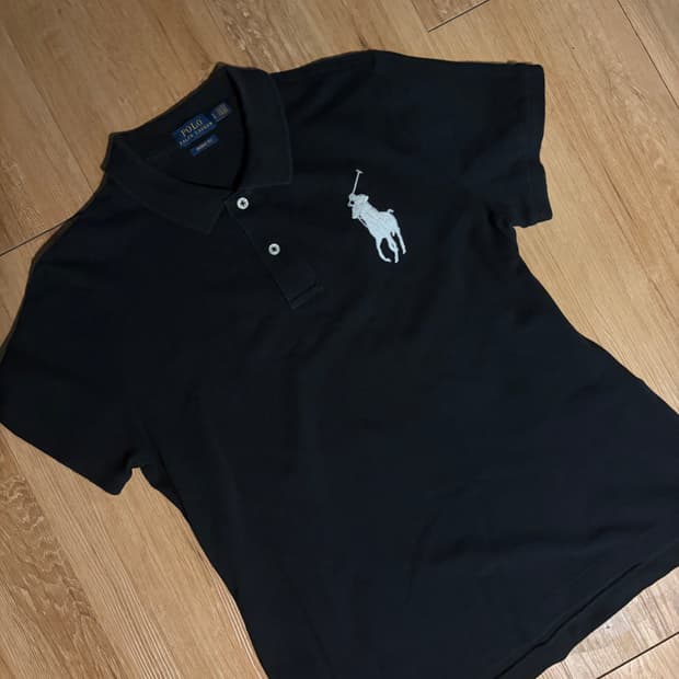 폴로 빅포니 스키니핏 카라티 반팔 블랙