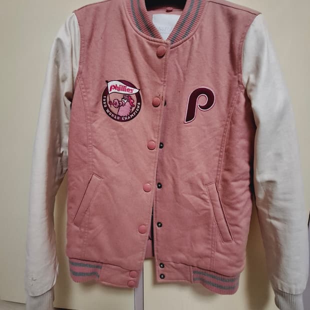 MLB 퀼팅 핑크 바시티 자켓/야구 점퍼