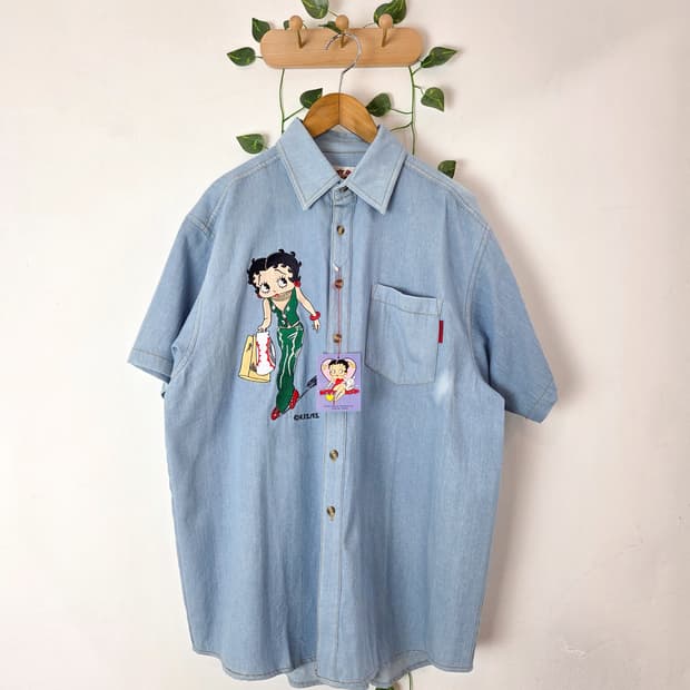 Betty boop 데님 반팔 셔츠