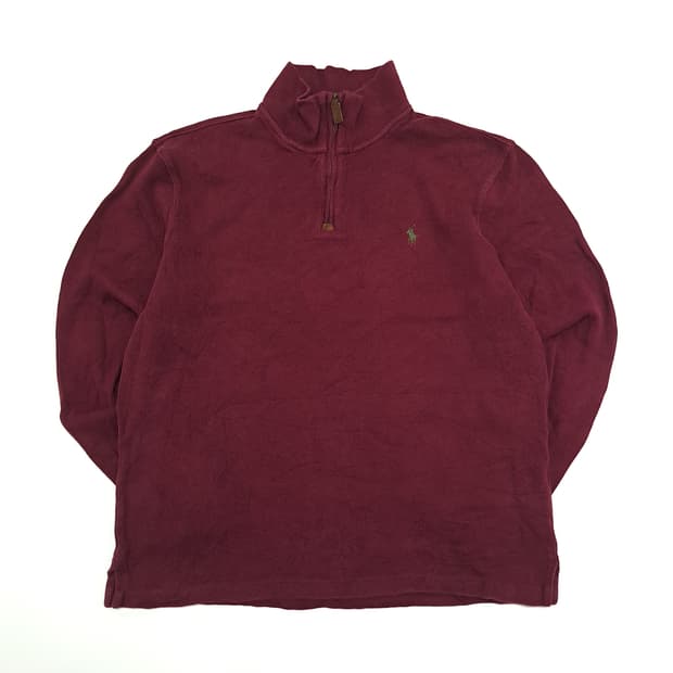 CN792 M 폴로 랄프로렌 버건디와인 하프집업 긴팔 니트 스웨터