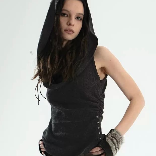 [DoublePunch] hooded collar knitted vest