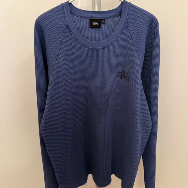 (xxl) 스투시 래글런 써멀 롱슬리브 크루 블루