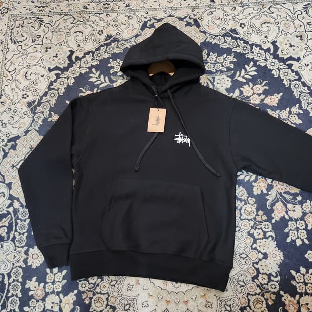 스투시 베이직 후드 블랙 M 100