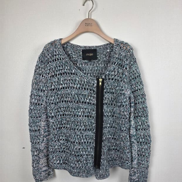 마쥬(maje) 크로셰 지퍼 가디건 믹스컬러 2호 (85)