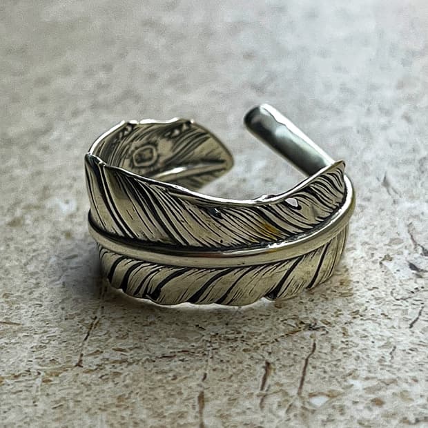 빈티지 페더 실버925 반지 크롬하츠무드