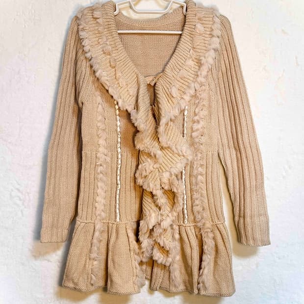 빈티지 y2k 그런지 퍼 가디건