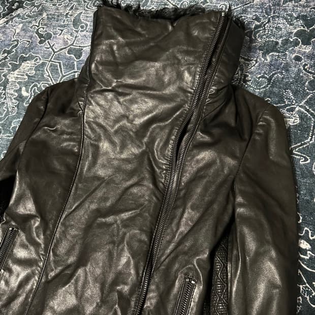 High neck leather jacket 