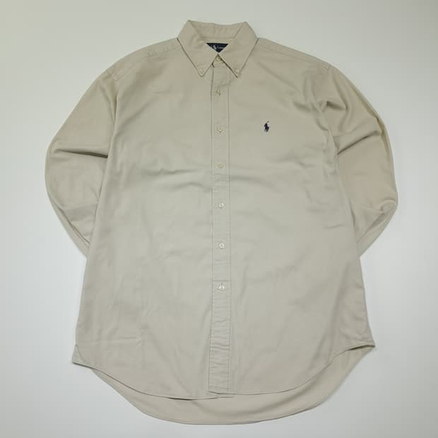 CK154 M 폴로 90s 미국판 치노트윌 라이트베이지 셔츠 남방