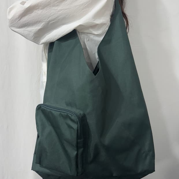 muji green shoulderbag