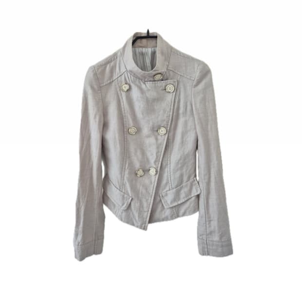 아이보리 나폴레옹 더블버튼 하이넥 자켓