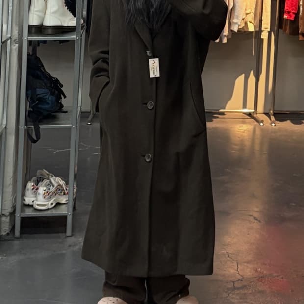 휴고보스 울 브라운 하이넥 코트 A3140