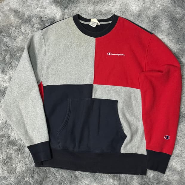 챔피온 리버스위브 컬러블록 맨투맨 XXL