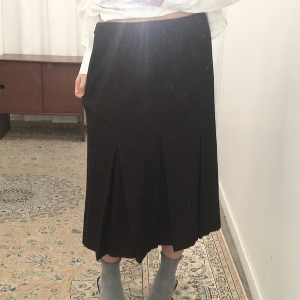 딥브라운 미디 스커트