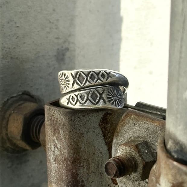 Karen Silver Tribal Motif Stamped Wrap R